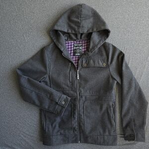 Empyre Drill Chore Hooded Coat Men's Small Grey Wool Blend Flannel Lined Jacket